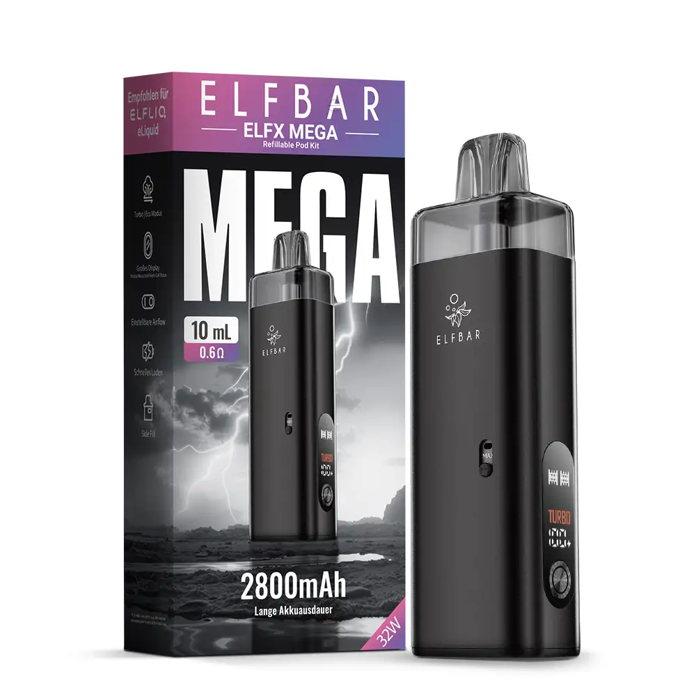 elfbar-elfx-mega-kit~2 Kit ElfBar ELFX Mega 2800mAh Dual Mesh - Black