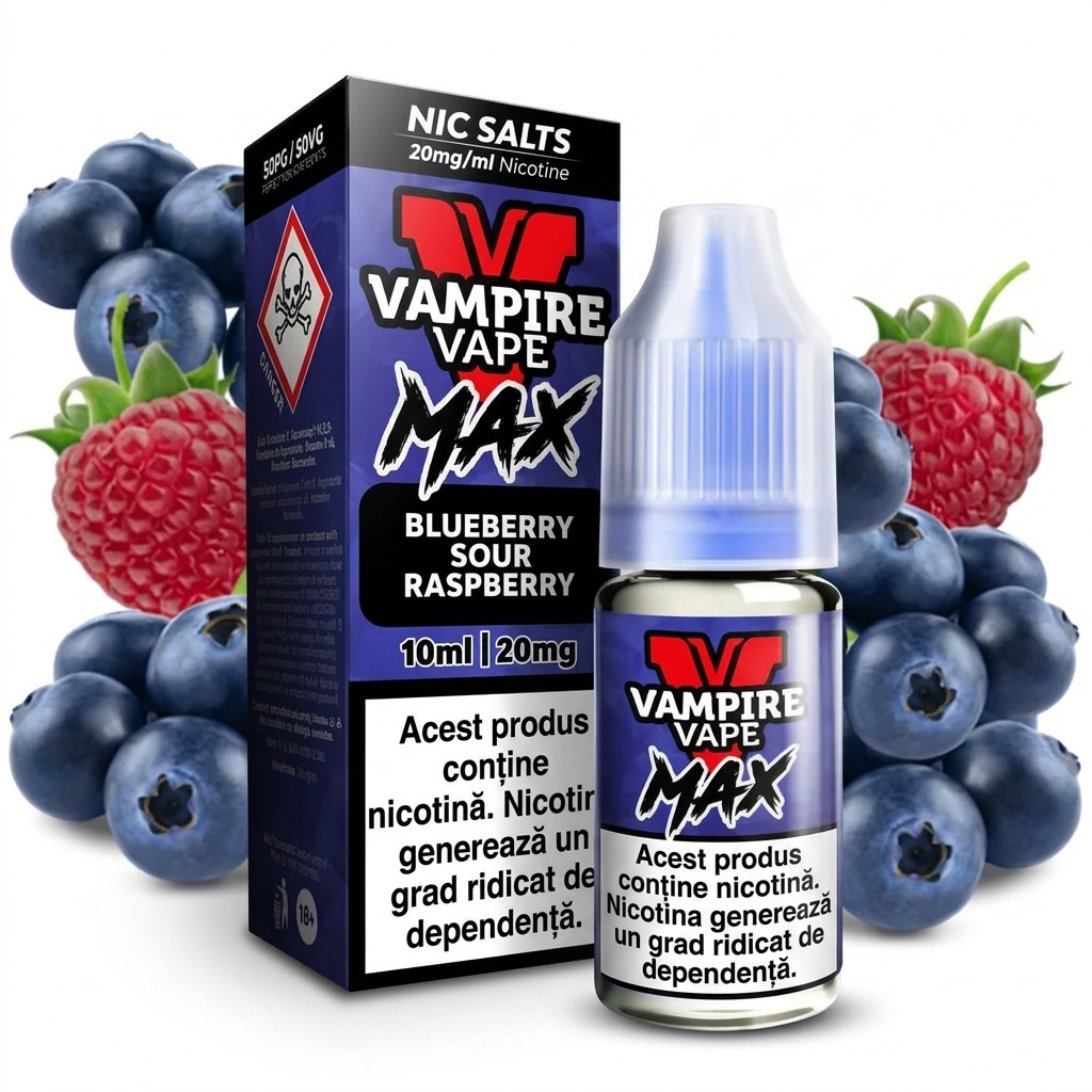 Vampire Vape Max Blueberry Sour Raspberry Lichid Vampire Vape MAX 20mg 10ml - Blueberry Sour Raspberry
